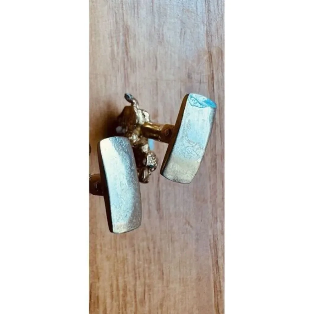 Vintage Smith Pat Pending Basset Dachshund‎ Long Hair Dog Cufflinks Gold Tone